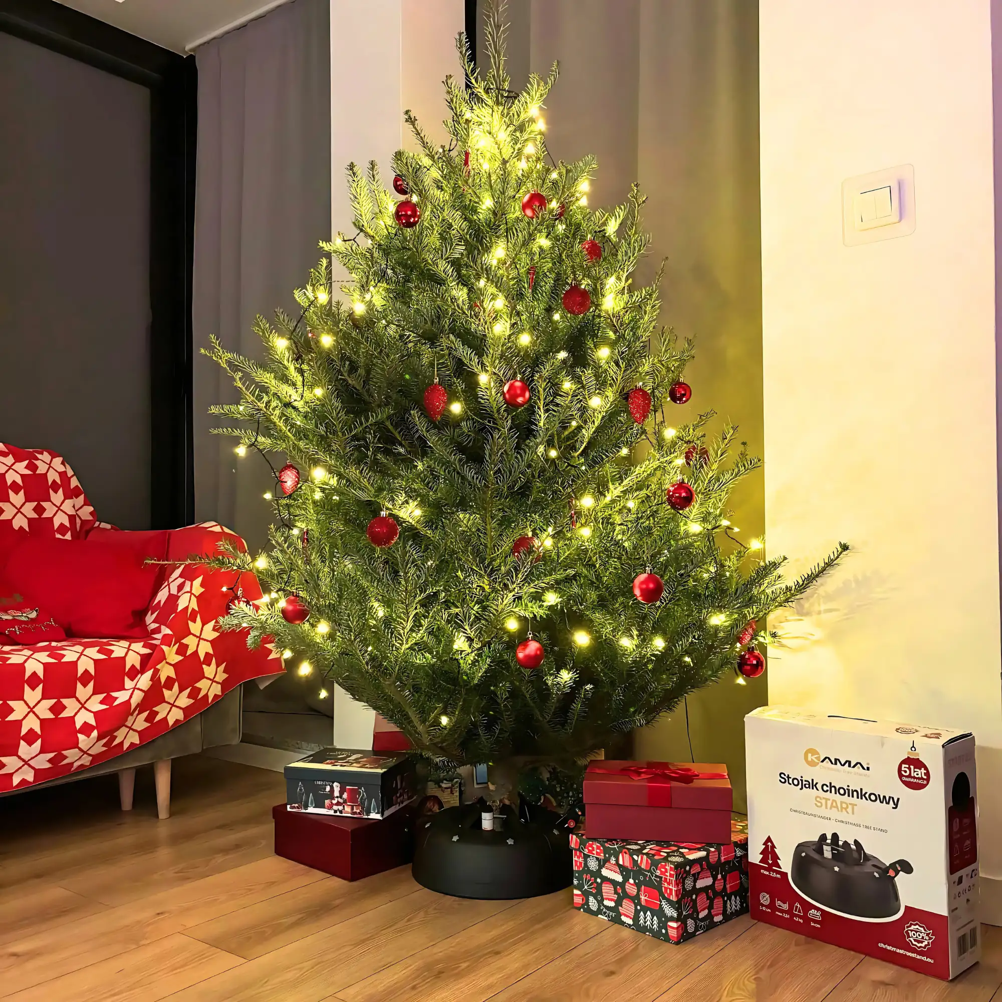 START stand retail box under a Christmas tree